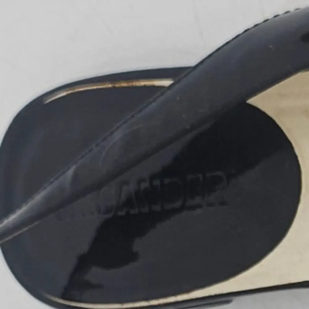 Vintage Jil Sander Black Patent Leather Almond Toe Slingback Flat Shoe EU 41 COA